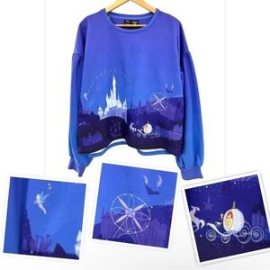 Her Universe Disney Sweater Womens Sz SMALL Purple Cinderella Castle Ashley EUC
